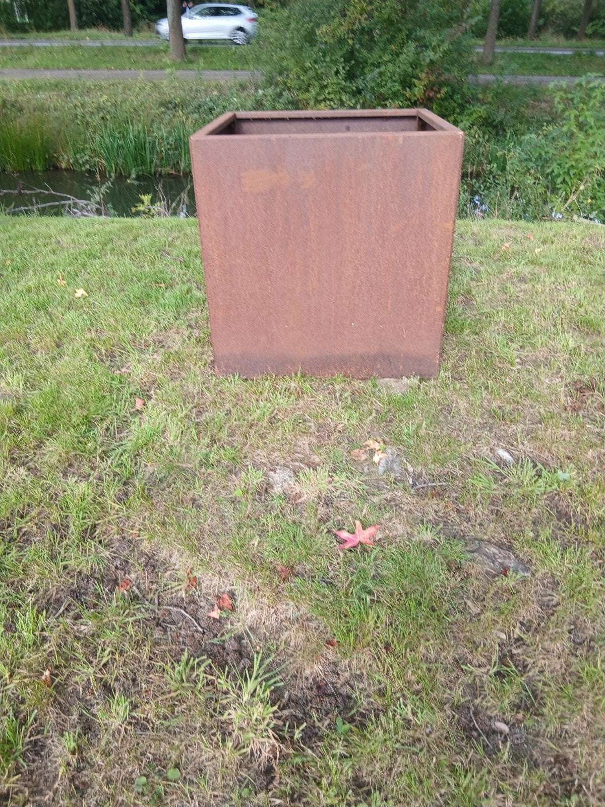 Cortenstaal Bloembak 80x80x80 cm - Zonder Bodem, Tuin en Terras, Ophalen, Gebruikt, Zware kwaliteit, Cortenstaal