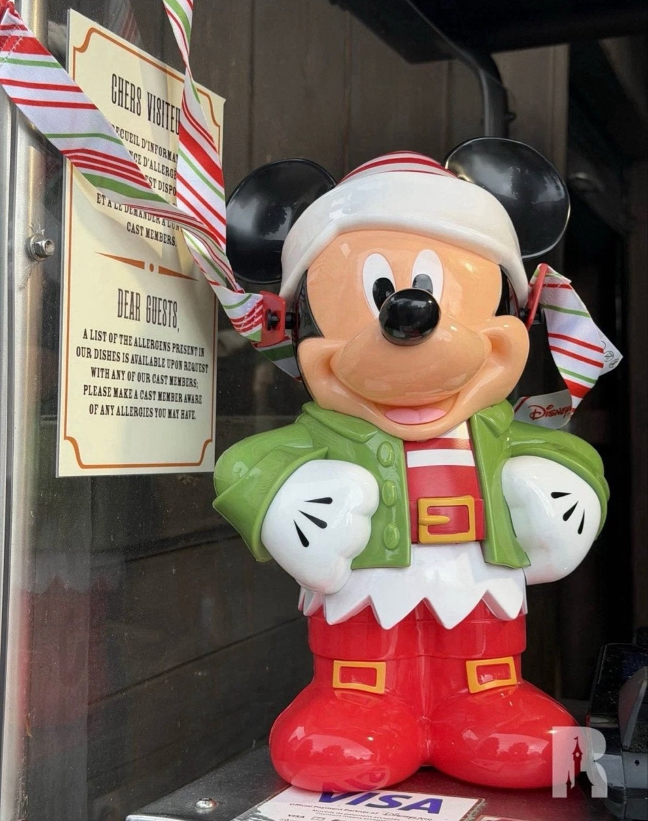 Disney Kerst Popcorn Bucket Mickey Elf Disneyland Parijs, Ophalen of Verzenden, Zo goed als nieuw, Beeldje of Figuurtje
