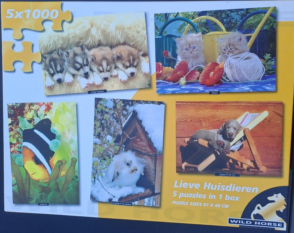 Puzzelbox Lieve huisdieren, Hobby en Vrije tijd, Denksport en Puzzels, Gebruikt, Legpuzzel, 500 t/m 1500 stukjes, Ophalen