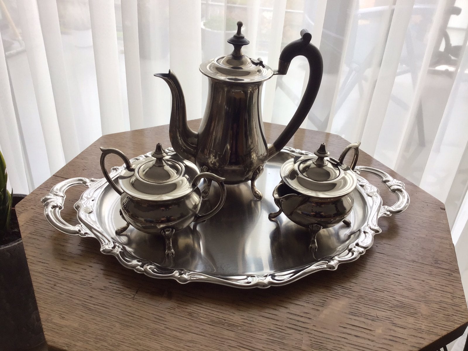 Antieke  Thee of Koffie Set . Barocstijl met Dienblad., Antiek en Kunst, Ophalen of Verzenden
