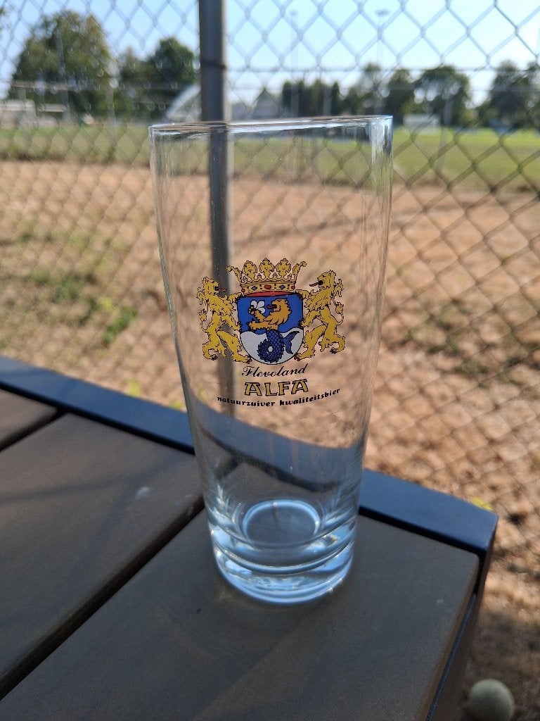Alfa bier Provincieglas serie 1989 Flevoland, Verzamelen, Ophalen of Verzenden, Gebruikt, Glas of Glazen, Overige merken