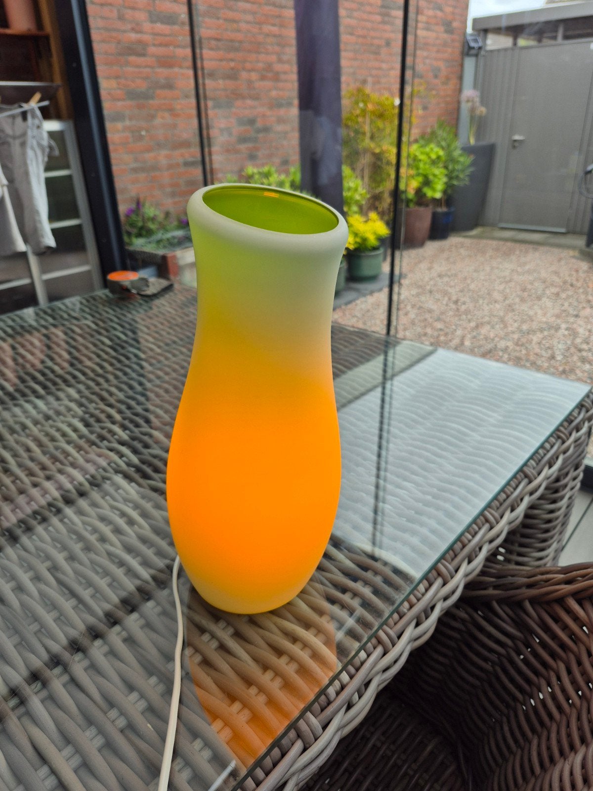 Ikea tafellamp Mylonit  jaren 80/90, Huis en Inrichting, Lampen | Tafellampen, Ophalen of Verzenden, Gebruikt, Glas, Minder dan 50 cm