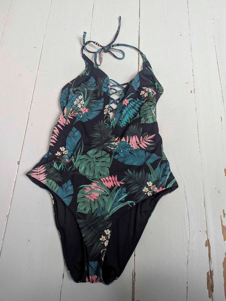 Badpak met print, Kleding | Dames, Ophalen of Verzenden, Zo goed als nieuw, Zwart, Badpak