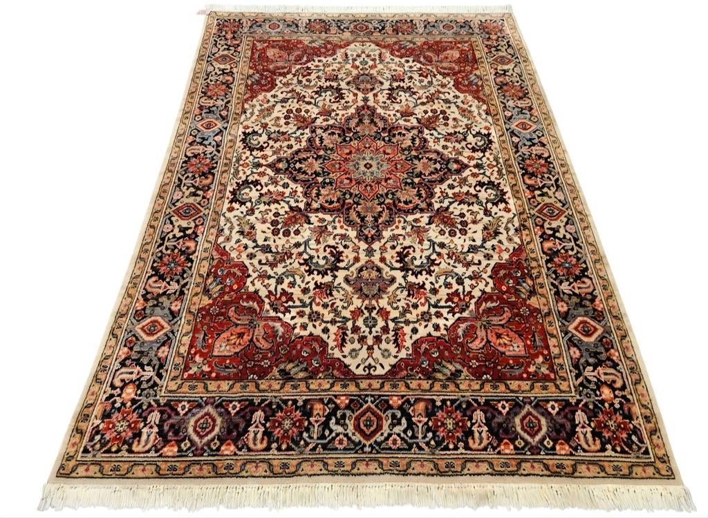 Vintage Perzisch wol Heriz vloerkleed medallion 170x235cm, 100 tot 150 cm, Ophalen of Verzenden, Zo goed als nieuw, Onbekend