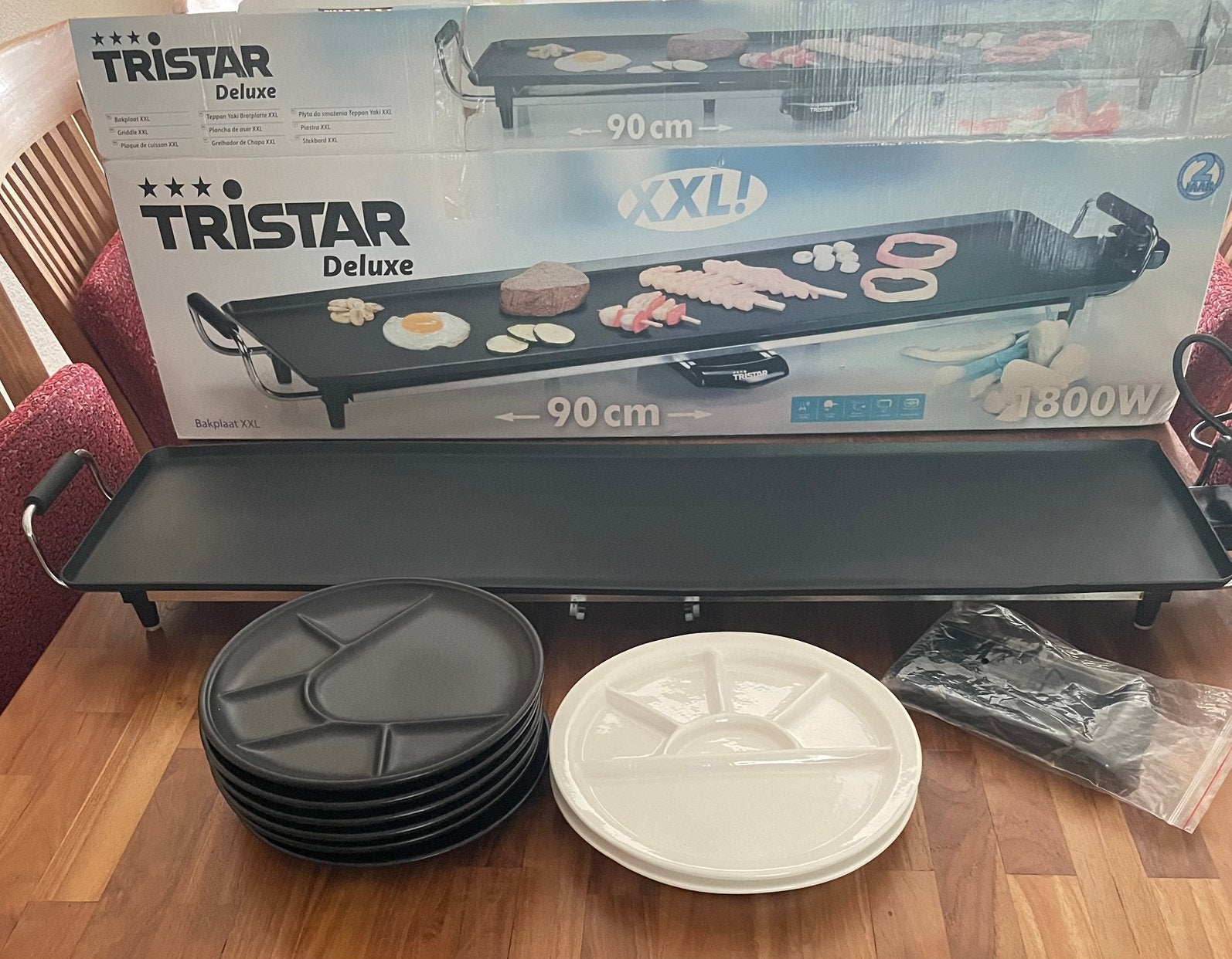 Bakplaat XXL met gourmet-/fondueborden, Witgoed en Apparatuur, Gourmetstellen, Ophalen, Gebruikt, 8 personen of meer