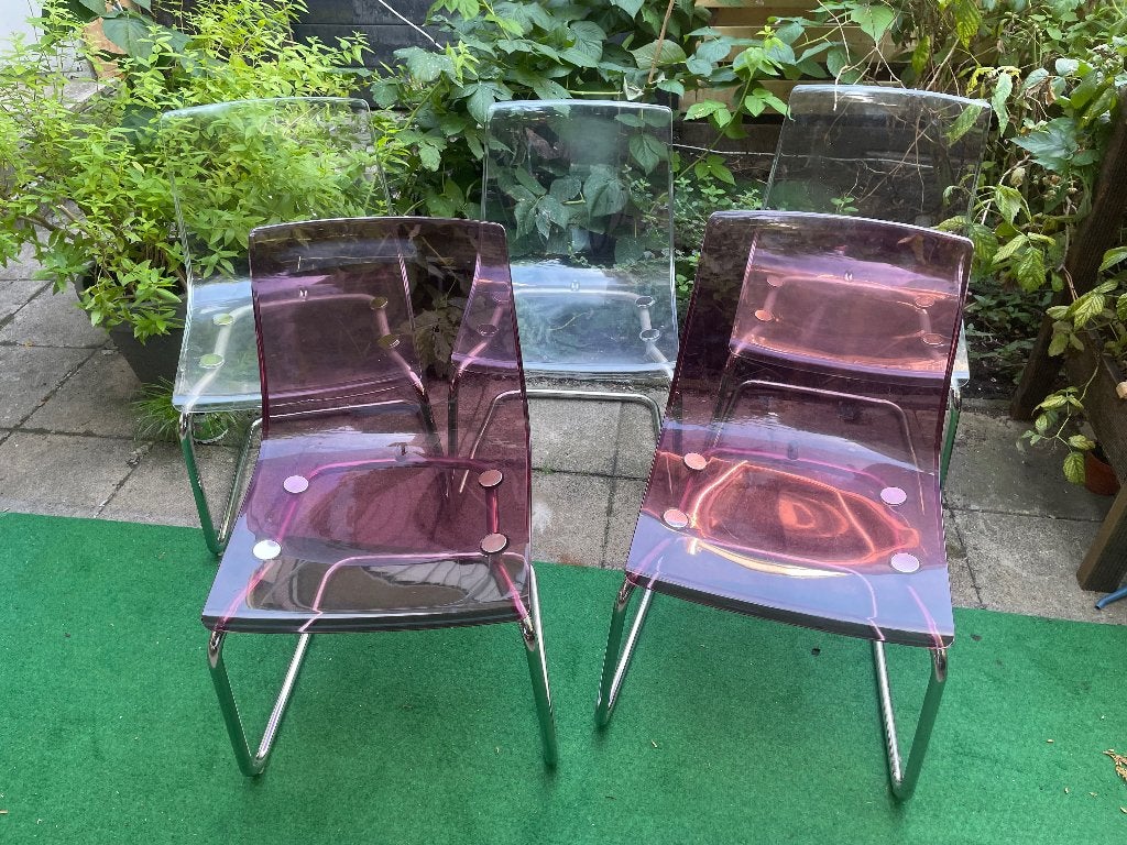 Eetkamerstoelen, vijf stuks, Tobias Ikea, Huis en Inrichting, Stoelen, Ophalen, Gebruikt, Wit, Metaal