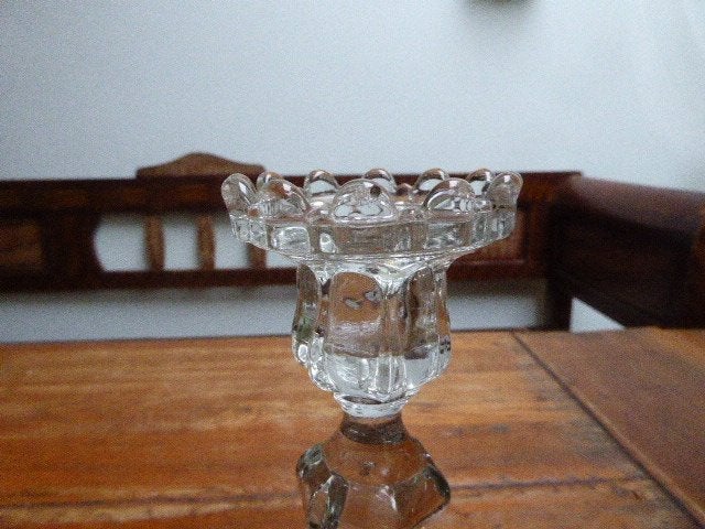 2 art deco robuuste persglazen kandelaars, Antiek en Kunst, Antiek | Kandelaars, Ophalen of Verzenden, Glas
