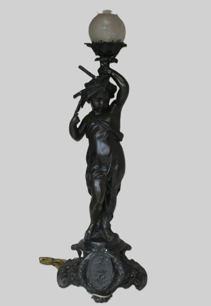 Immens grote bronzen lamp - hoogte 103cm - brons., Ophalen, Brons