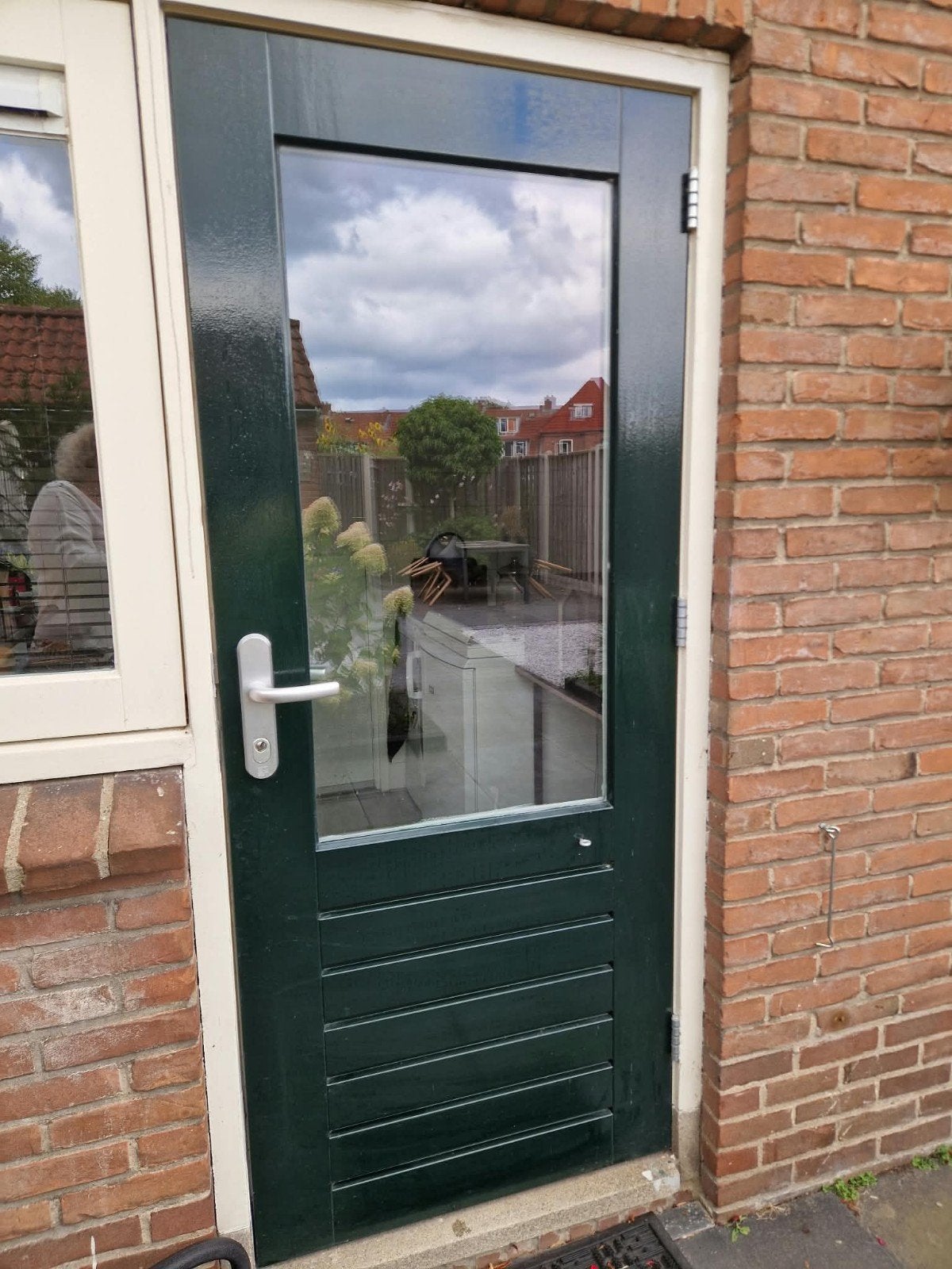 Achterdeur met driepunts veiligheidsluiting en HR++ glas, Doe-het-zelf en Verbouw, Ophalen, Glas, Buitendeur, 200 tot 215 cm