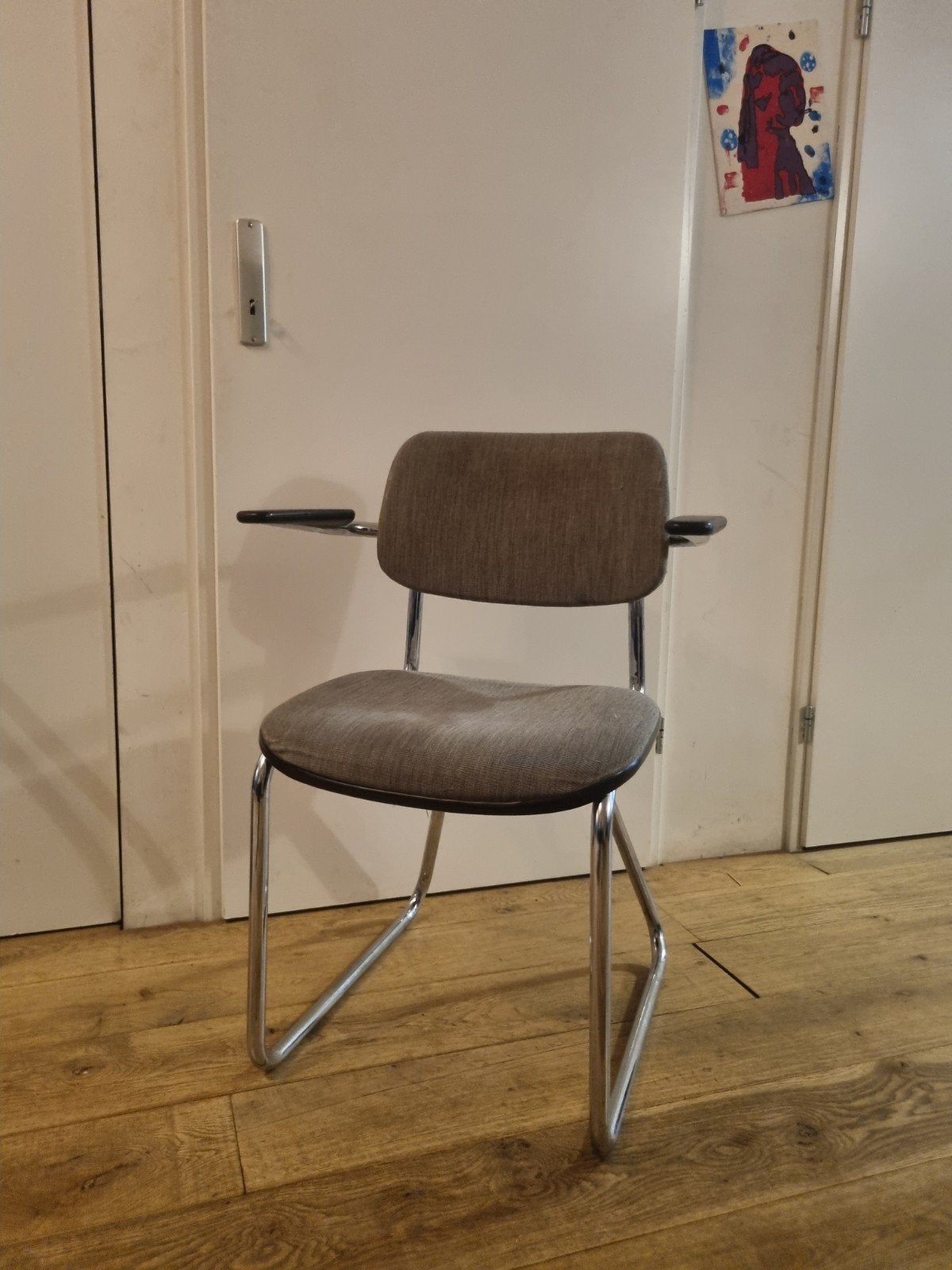 Arend buisframe stoelen, grijs gemêleerd, 3 stuks, Ophalen, Gebruikt, Industrieel, Tijdloos, Drie