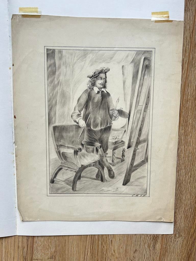 Rembrandt studie?Potloodtekening, Ophalen of Verzenden