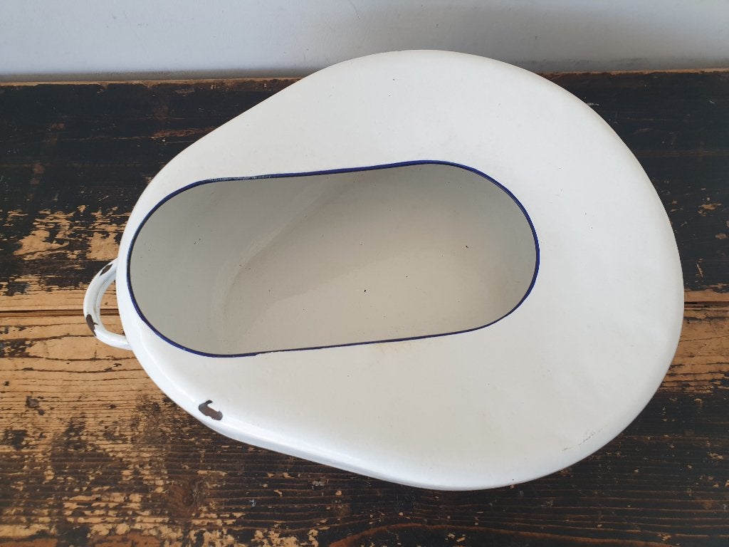Antiek emaille bedpan - ondersteek., Ophalen of Verzenden