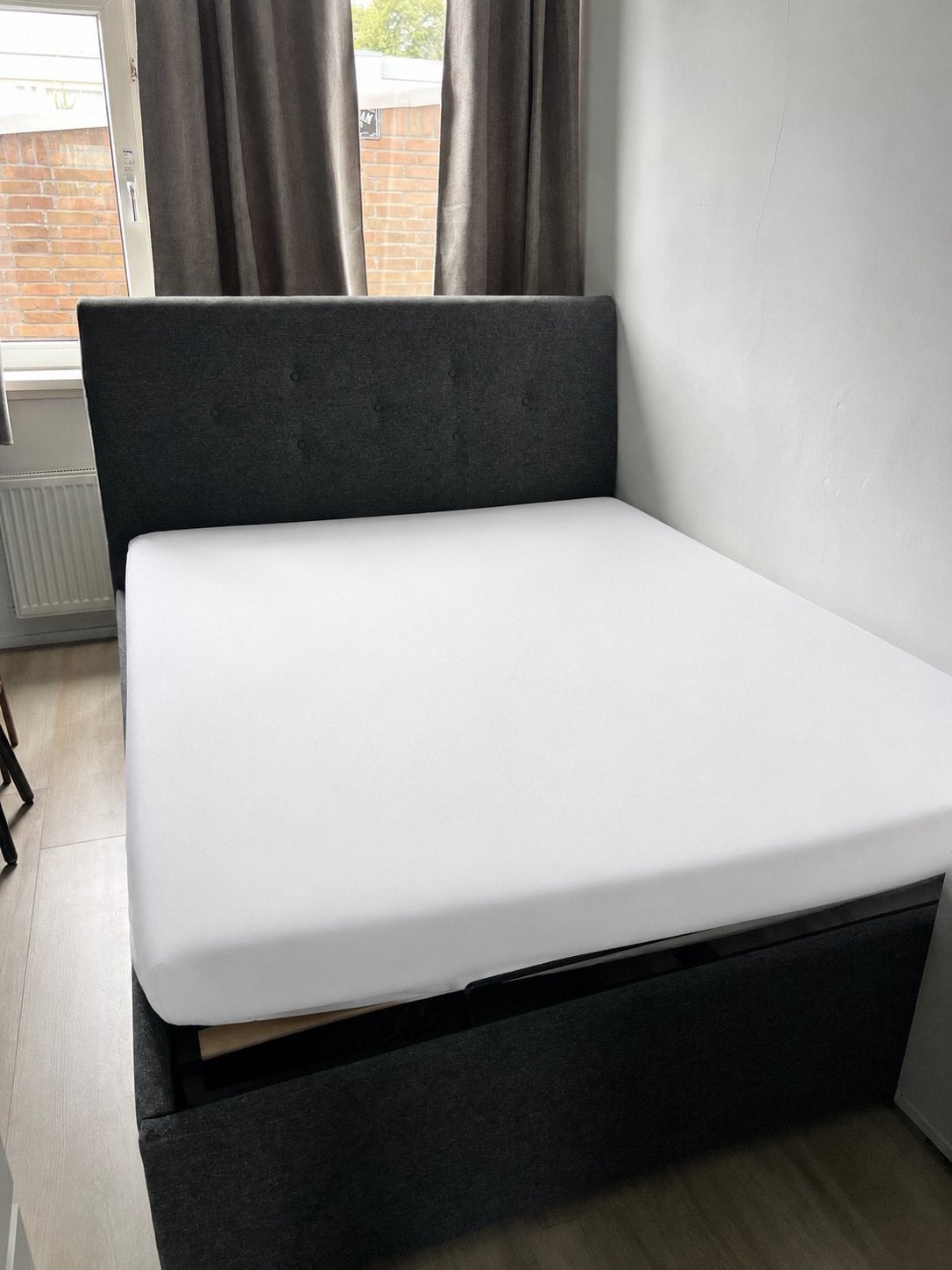 IKEA IDANÄS gestoffeerd bed met opberger, 160x200 cm, Huis en Inrichting, Slaapkamer | Bedden, Tweepersoons, Ophalen of Verzenden