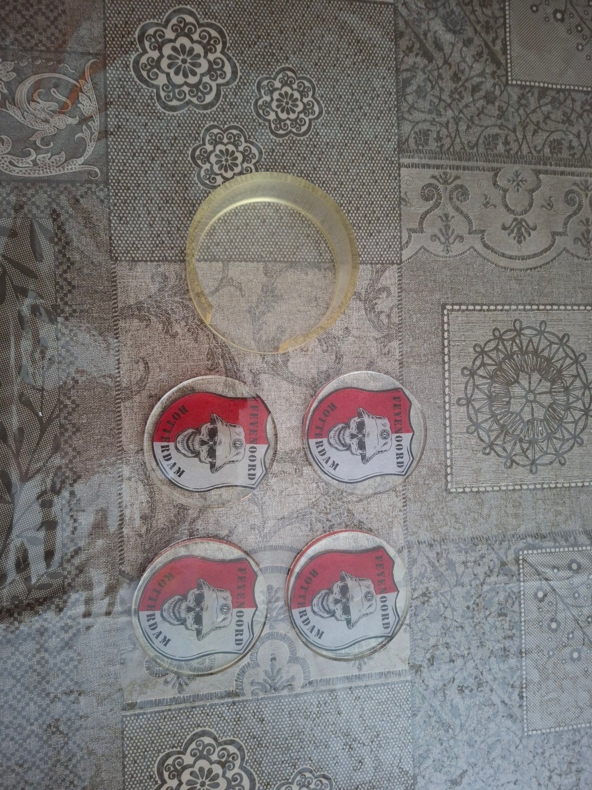 4 feyenoord onderzetters epoxy met houder, Maat XL, Ophalen of Verzenden, Overige typen