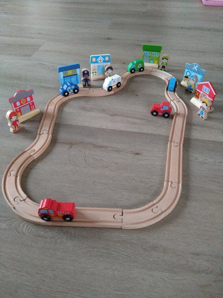 Houten auto baan, Kinderen en Baby's, Speelgoed | Houten speelgoed, Ophalen, Gebruikt, Overige typen