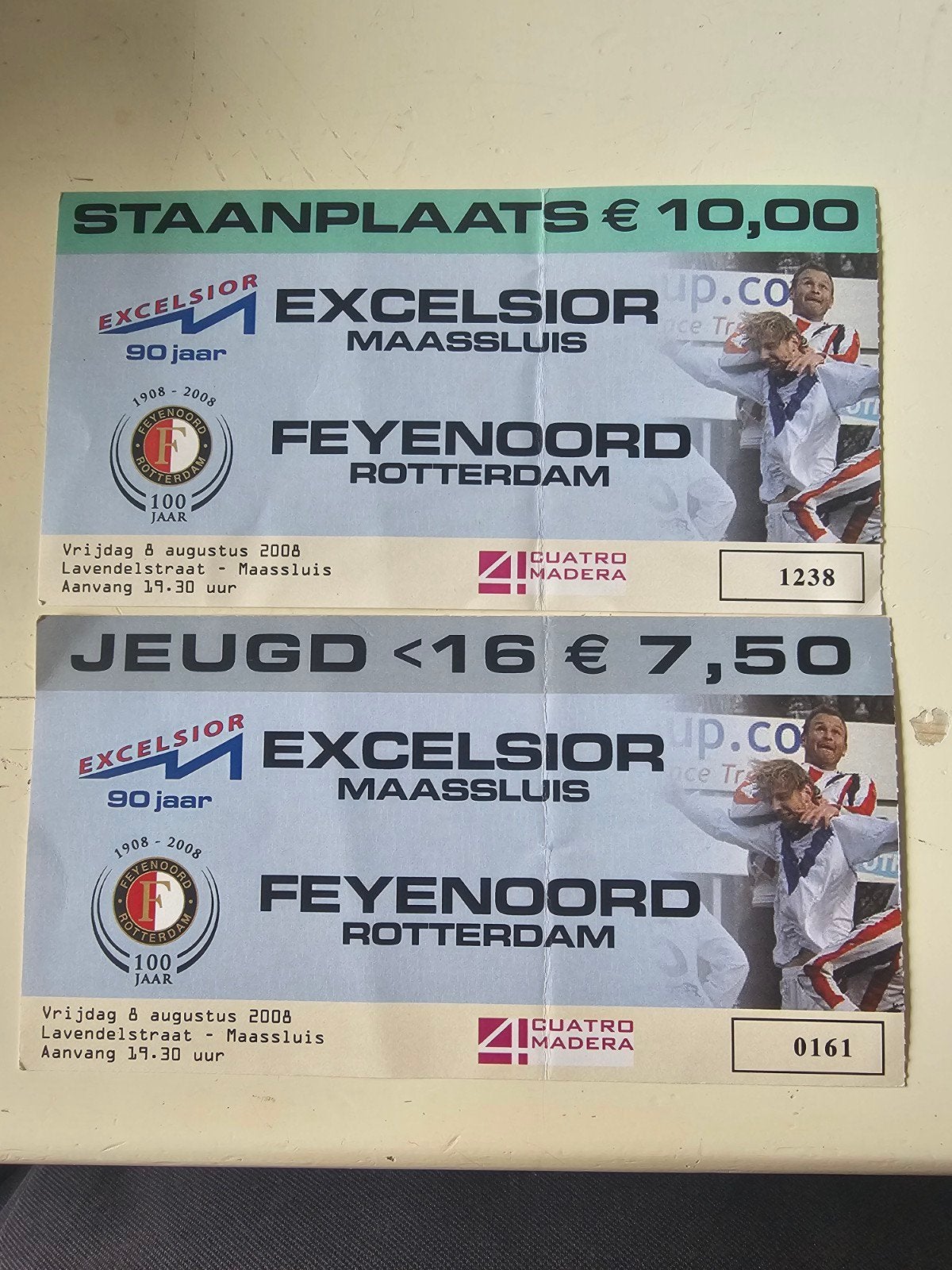 2 kaartjes excelsior maassluis-feyenoord 8 augustus 2008, Ophalen of Verzenden