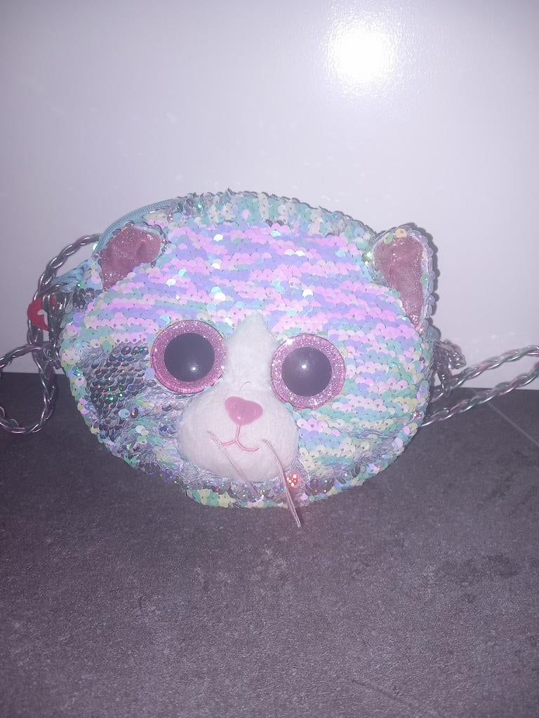 TY knuffel tas kat met pailletten, Ophalen, Gebruikt, Kat, Klein (minder dan 20 cm)