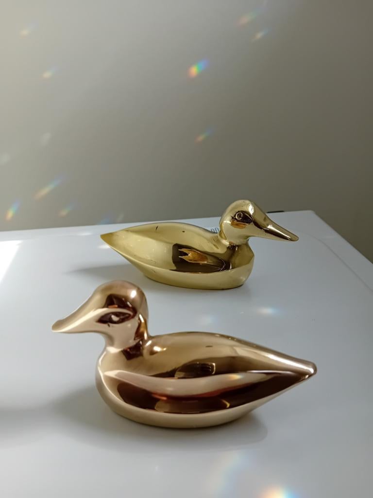 2 Eendjes Beeldjes Messing Koper, Antiek en Kunst, Ophalen of Verzenden