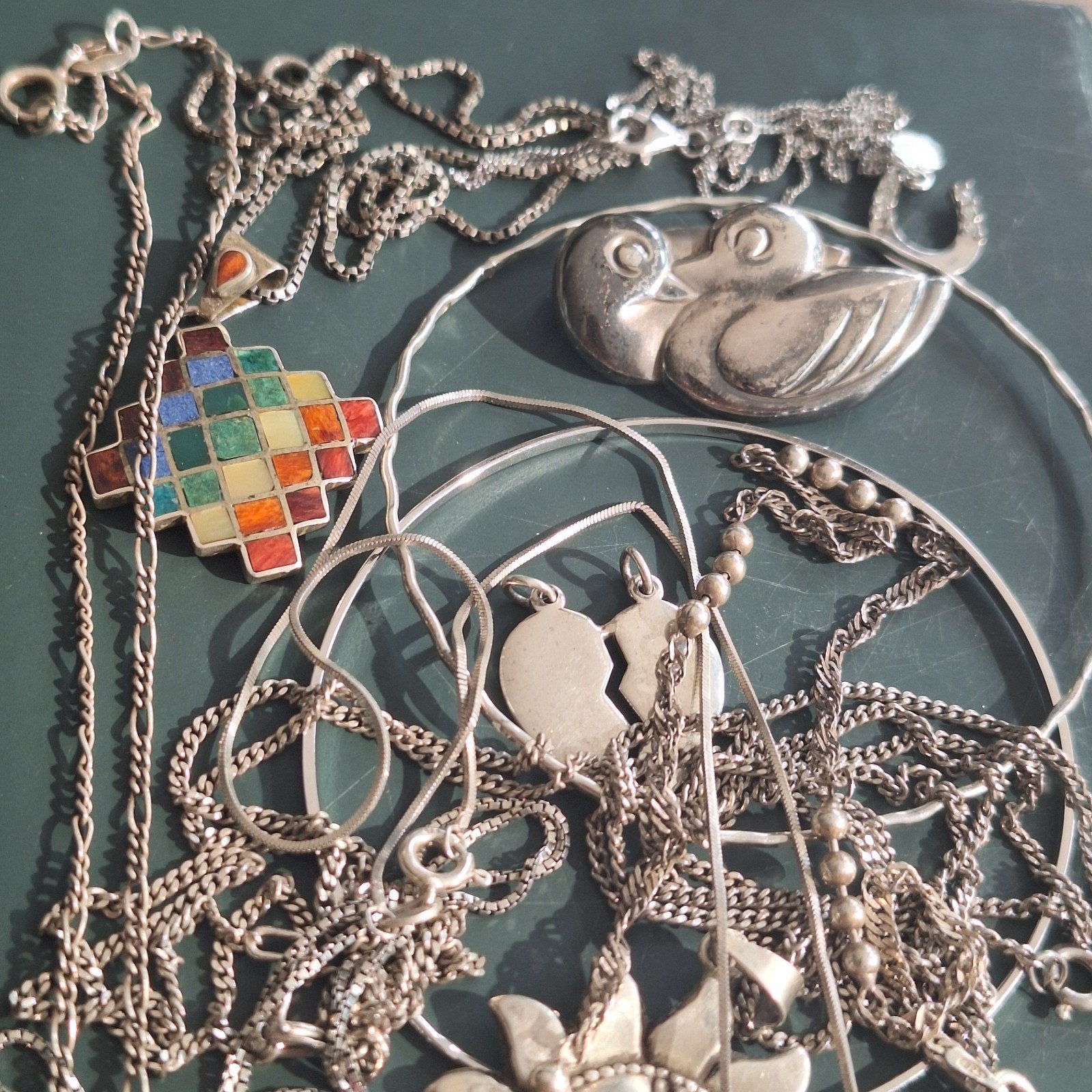 Lot zilveren broche kettingen hangers armbanden, Ophalen of Verzenden, Gebruikt, Zilver, Zilver