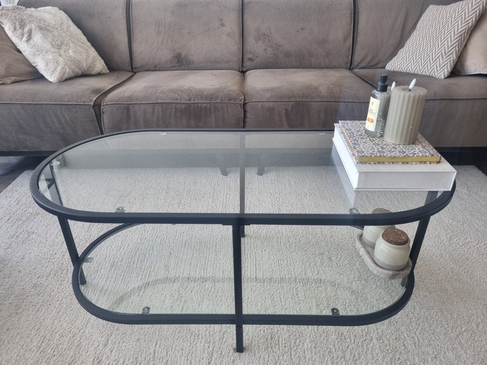 salontafel ovaal, Huis en Inrichting, Tafels | Salontafels, Ophalen, Ovaal, 100 tot 150 cm, 50 tot 100 cm