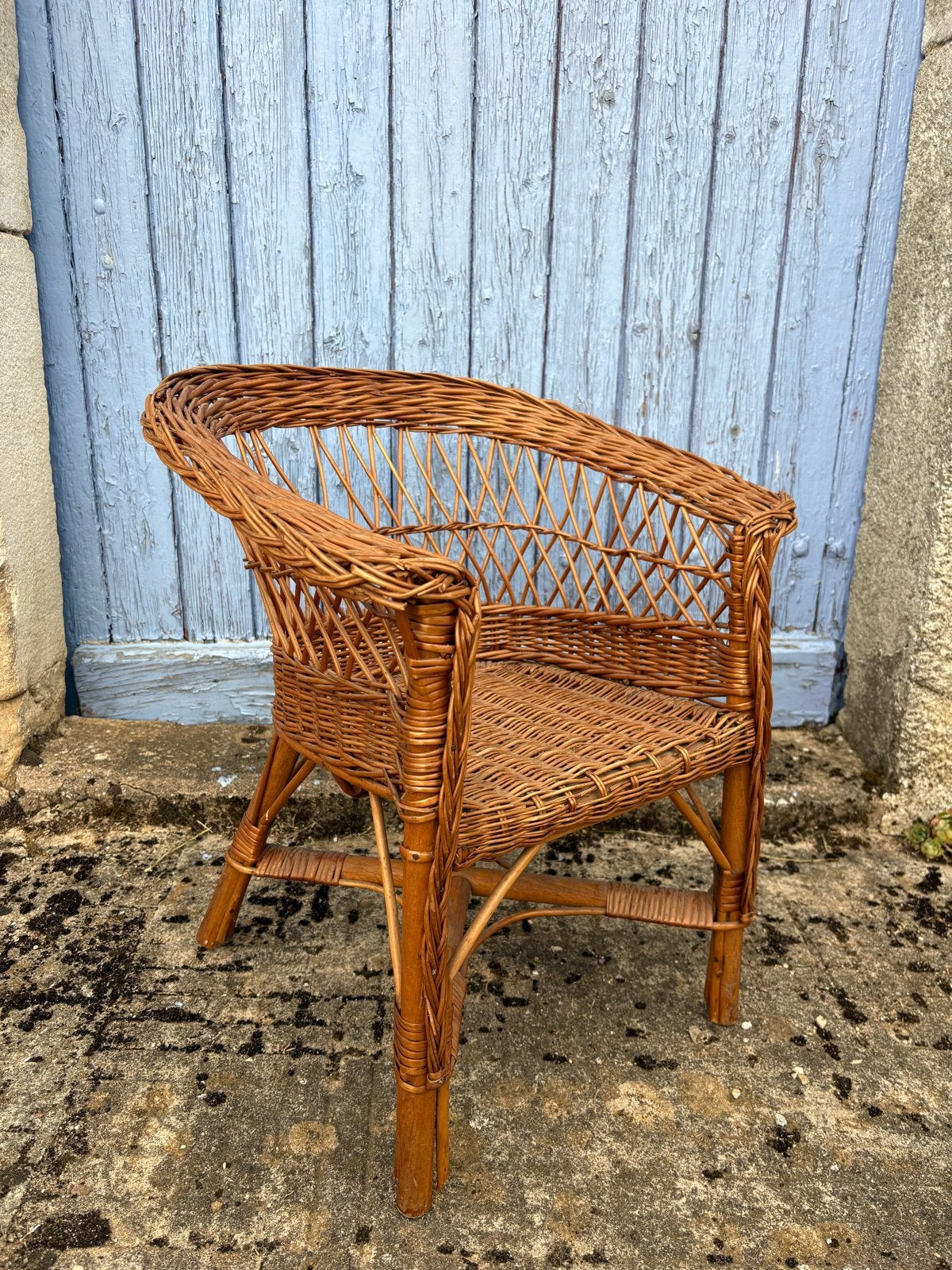 Vintage rotan kinder fauteuil perfect voor binnen of buiten, Ophalen