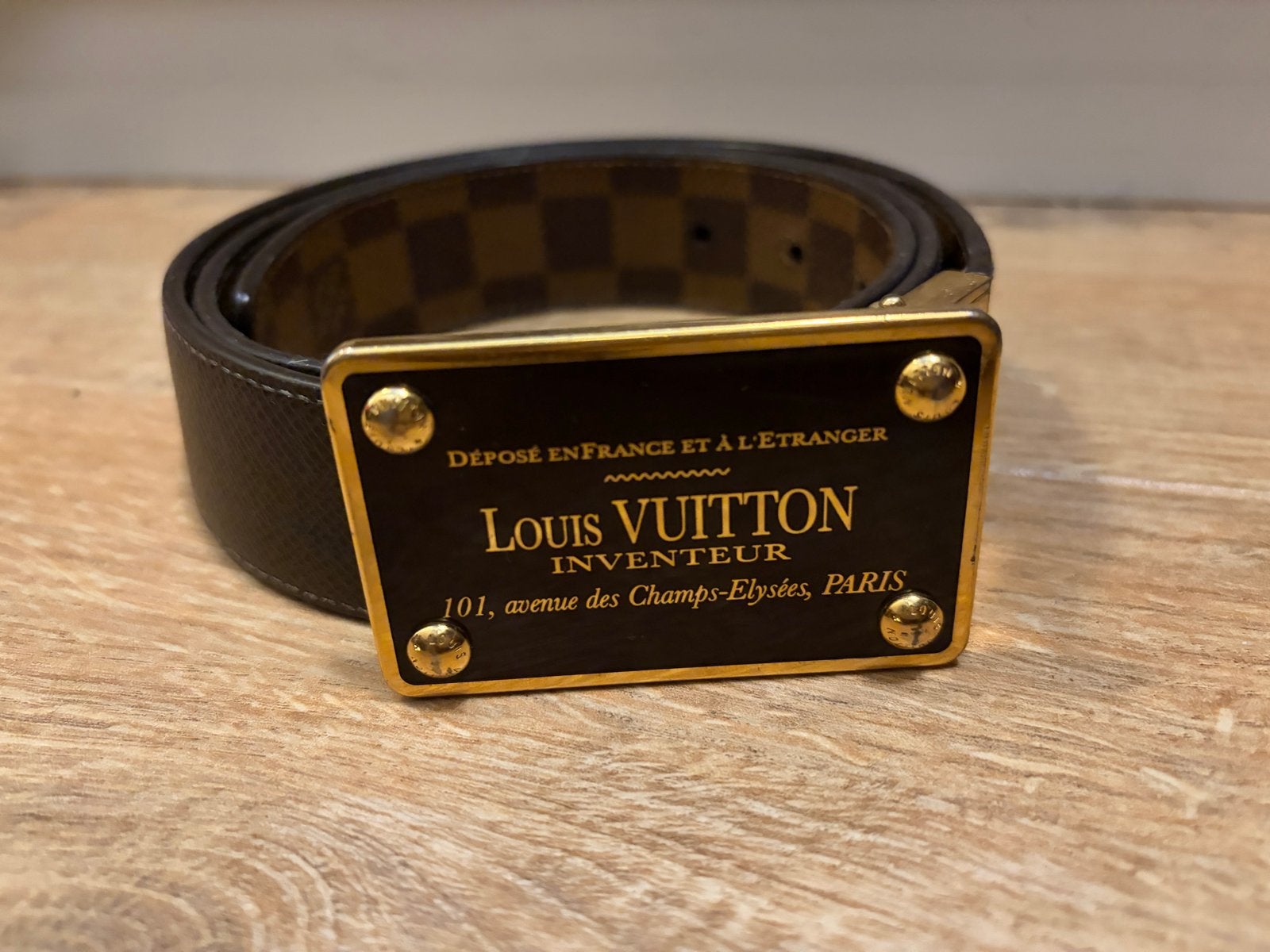 Louis Vuitton Damier Ebene riem met gesp, Kleding | Heren, Riemen en Ceinturen, Ophalen of Verzenden, Gedragen, Bruin