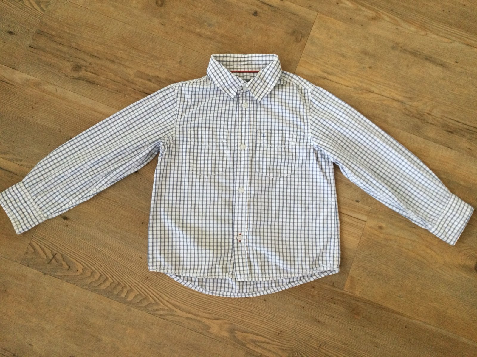 Nette jongens blouse wit geblokt maat 122, Ophalen of Verzenden, Gebruikt, Jongen, Overhemd of Blouse