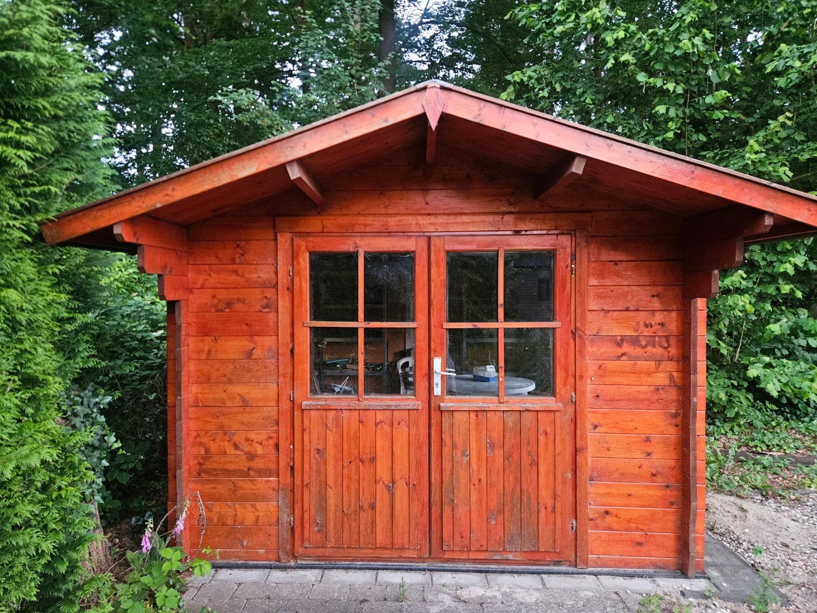 Houten tuinhuisje/berging - goede staat, sleutel ontbreekt, Ophalen of Verzenden, Gebruikt, Hout, Overige typen