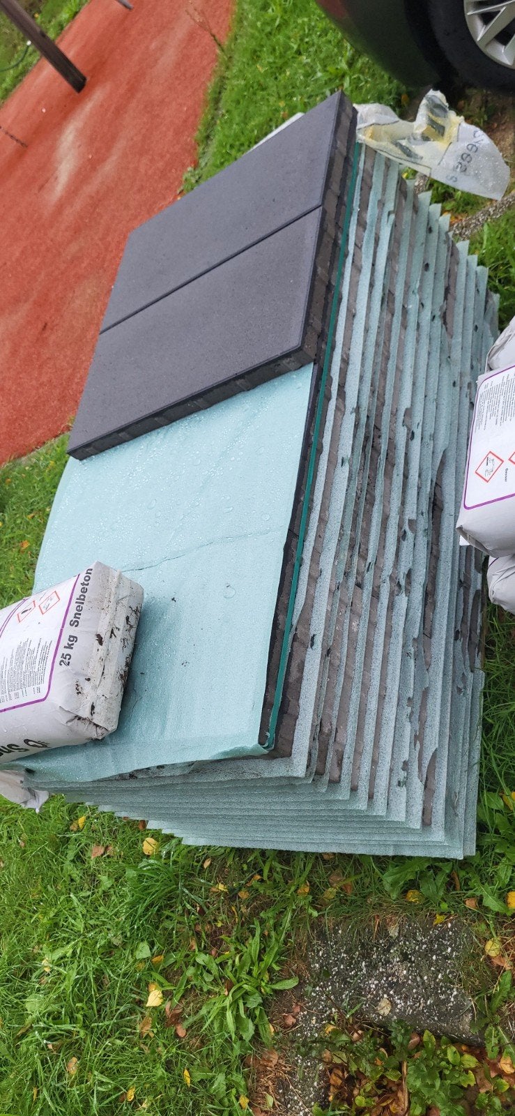 aangeboden 62 stuks Antraciet tegels 60 bij 30, Ophalen, Nieuw, 5 tot 10 m², Beton