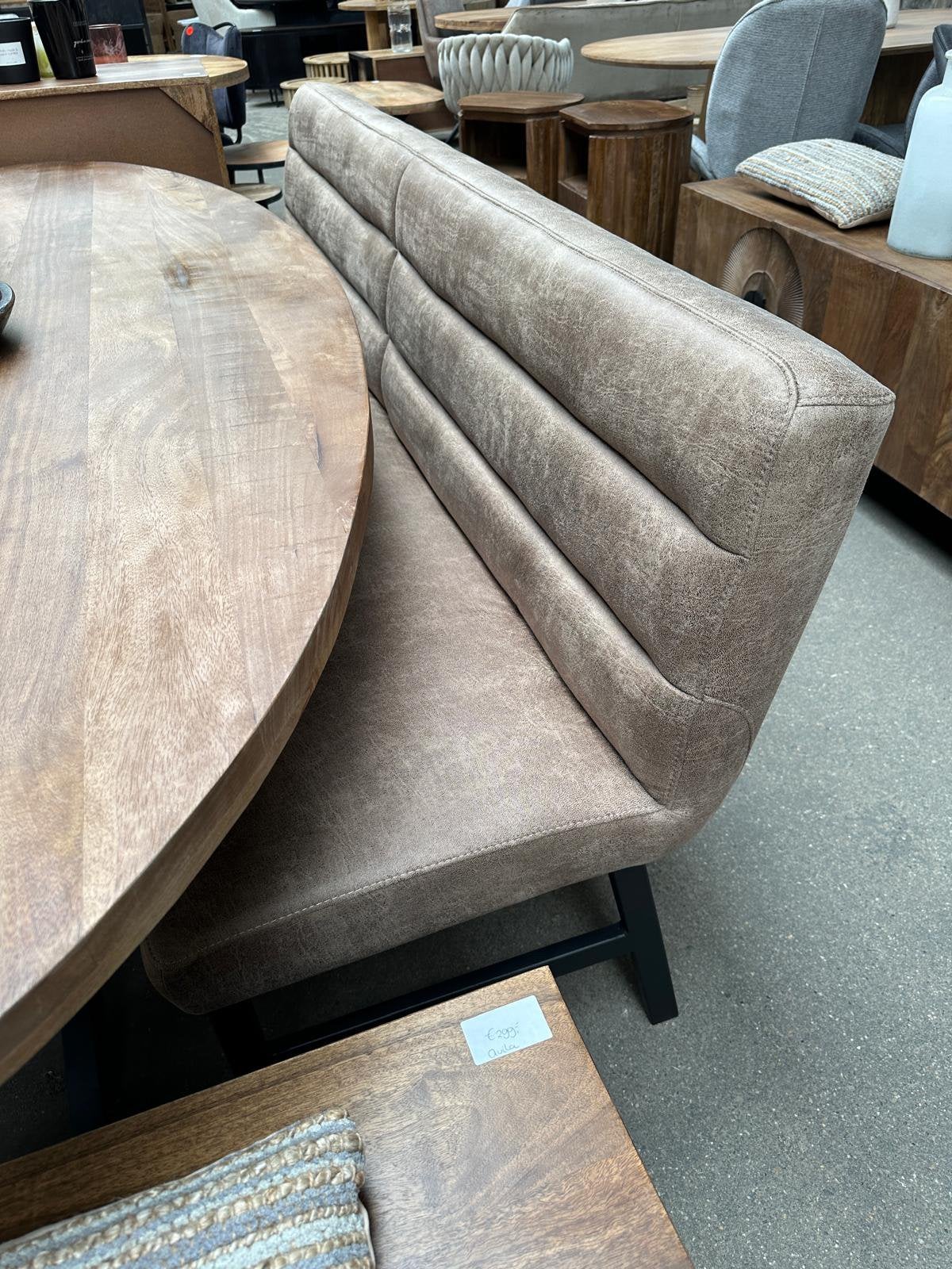 Magazijn leegverkoop eetbank microvezelstof taupe metaal zwa, Stof, Nieuw, Ophalen of Verzenden, Info@wkhome.nl