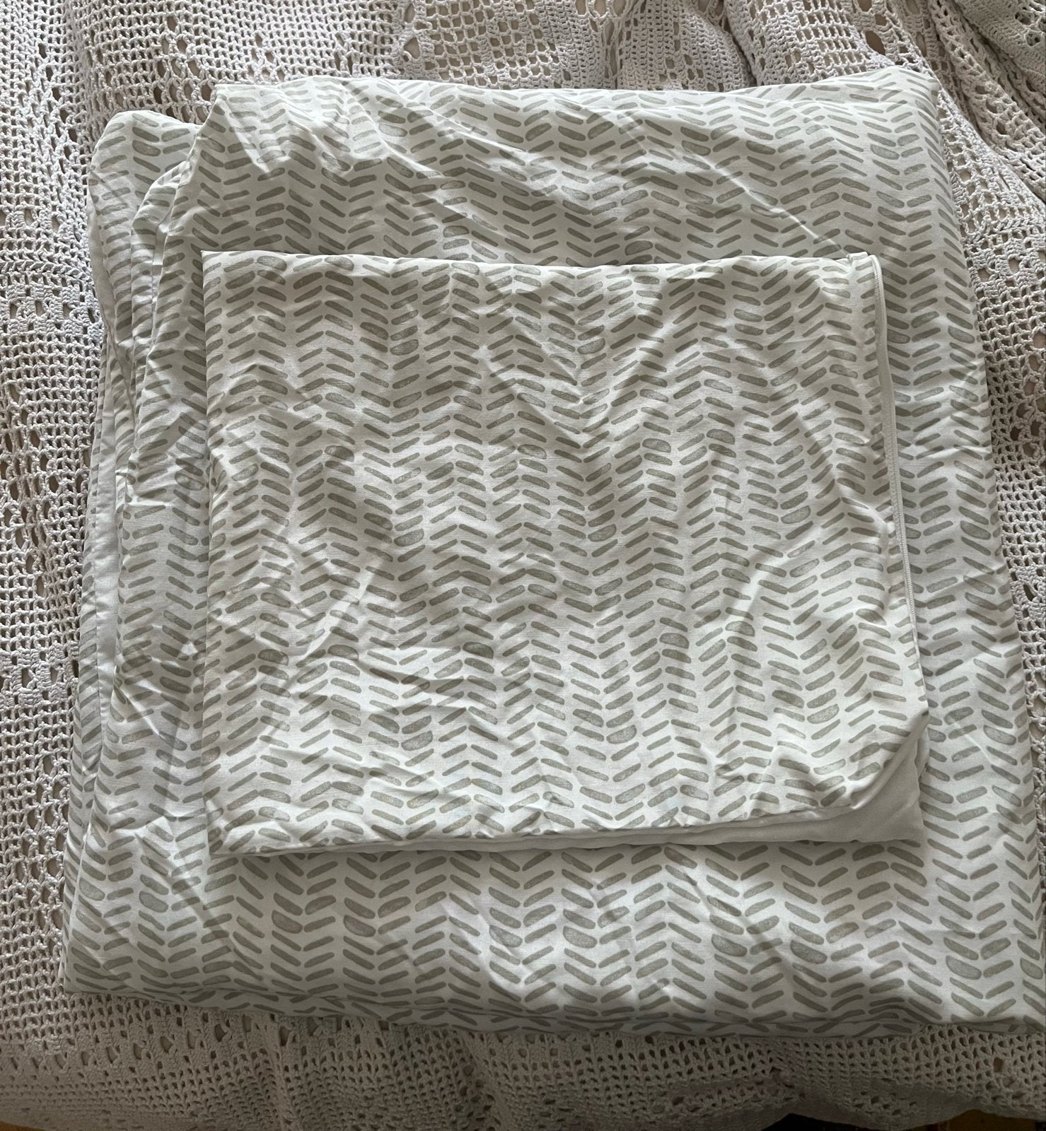 IKEA Dekbedovertrekset - wit/licht groen, Ophalen, Gebruikt, Eenpersoons, Wit