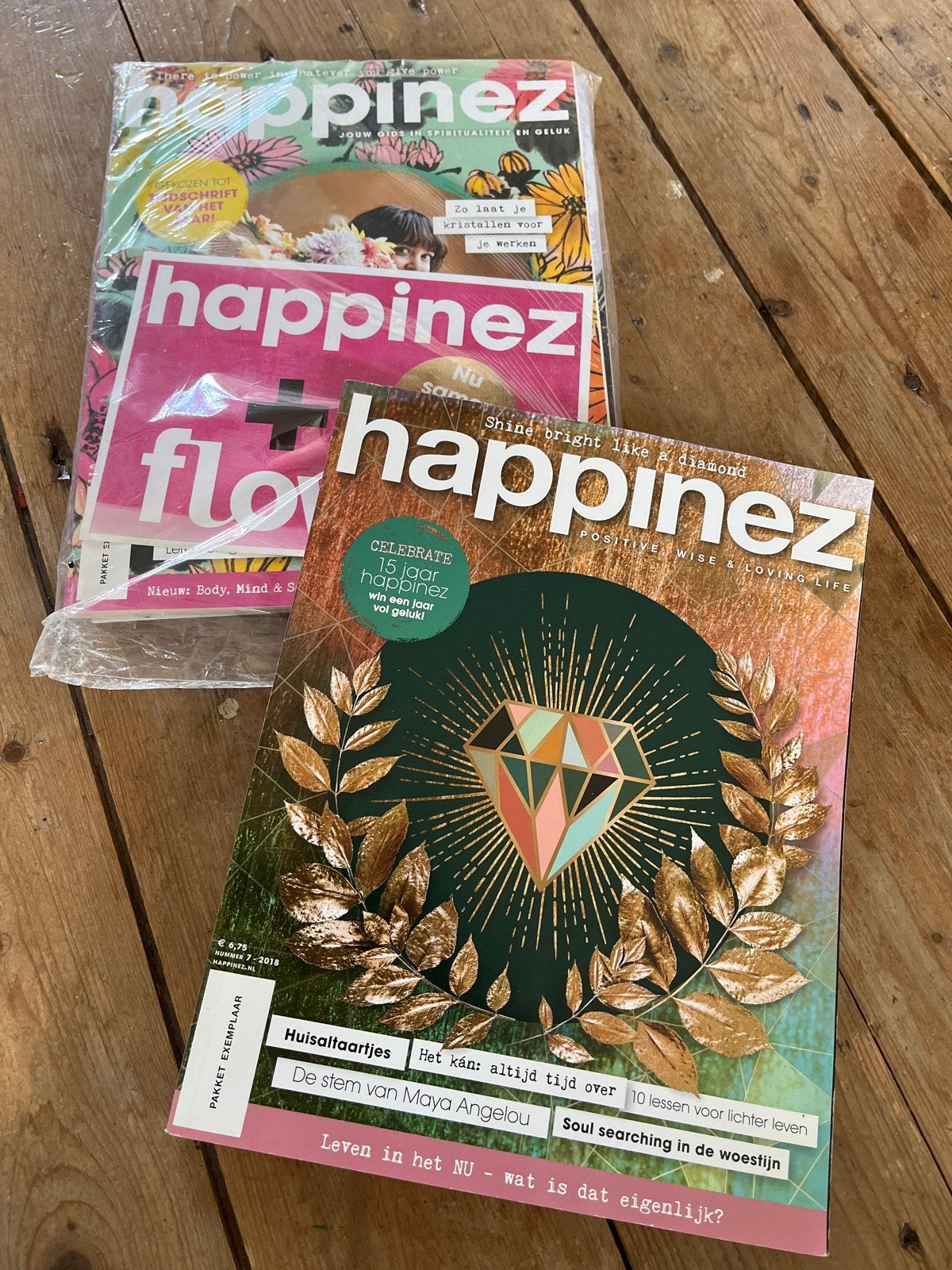 2x Happinez + 1x Flow tijdschriften pakket, Boeken, Ophalen of Verzenden, Zo goed als nieuw, Lichaam en Geest