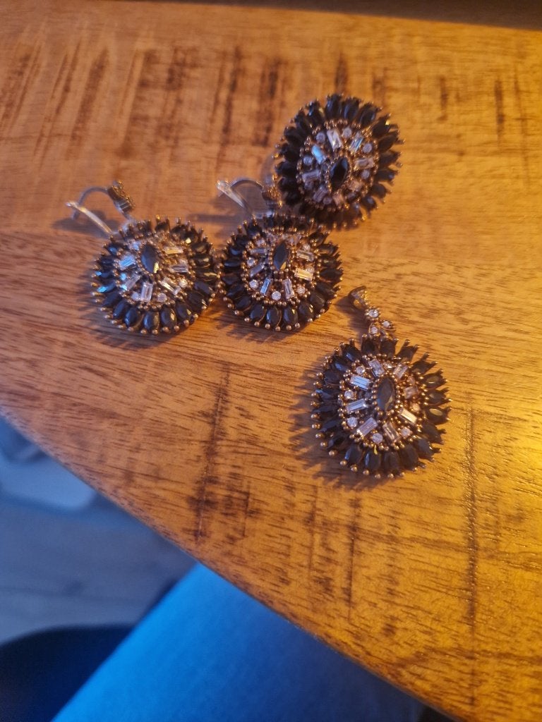 925 zilveren set met onyx. Ringmaat 18., Ophalen of Verzenden, Zilver, Ring, Met edelsteen