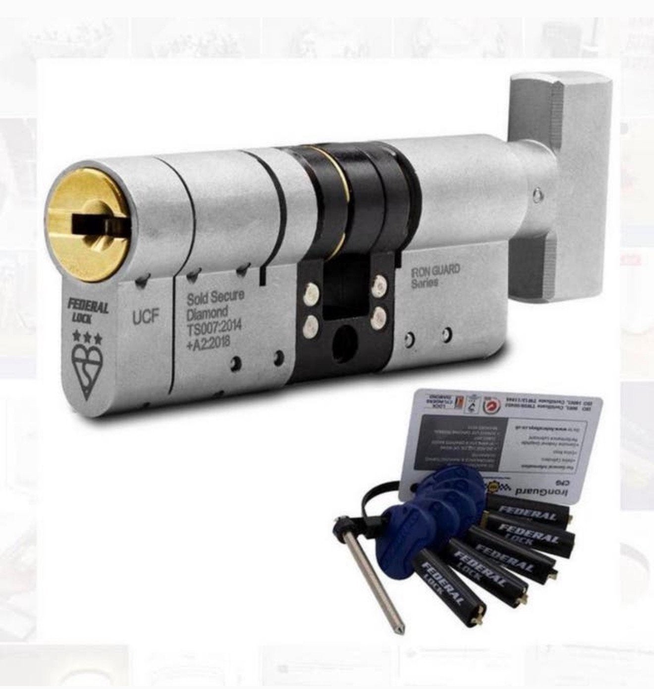 Federal 3* TS007 Eurocilinder draaiknop deurslot 5 sleutels, Nieuw, Ophalen of Verzenden, Slot, H