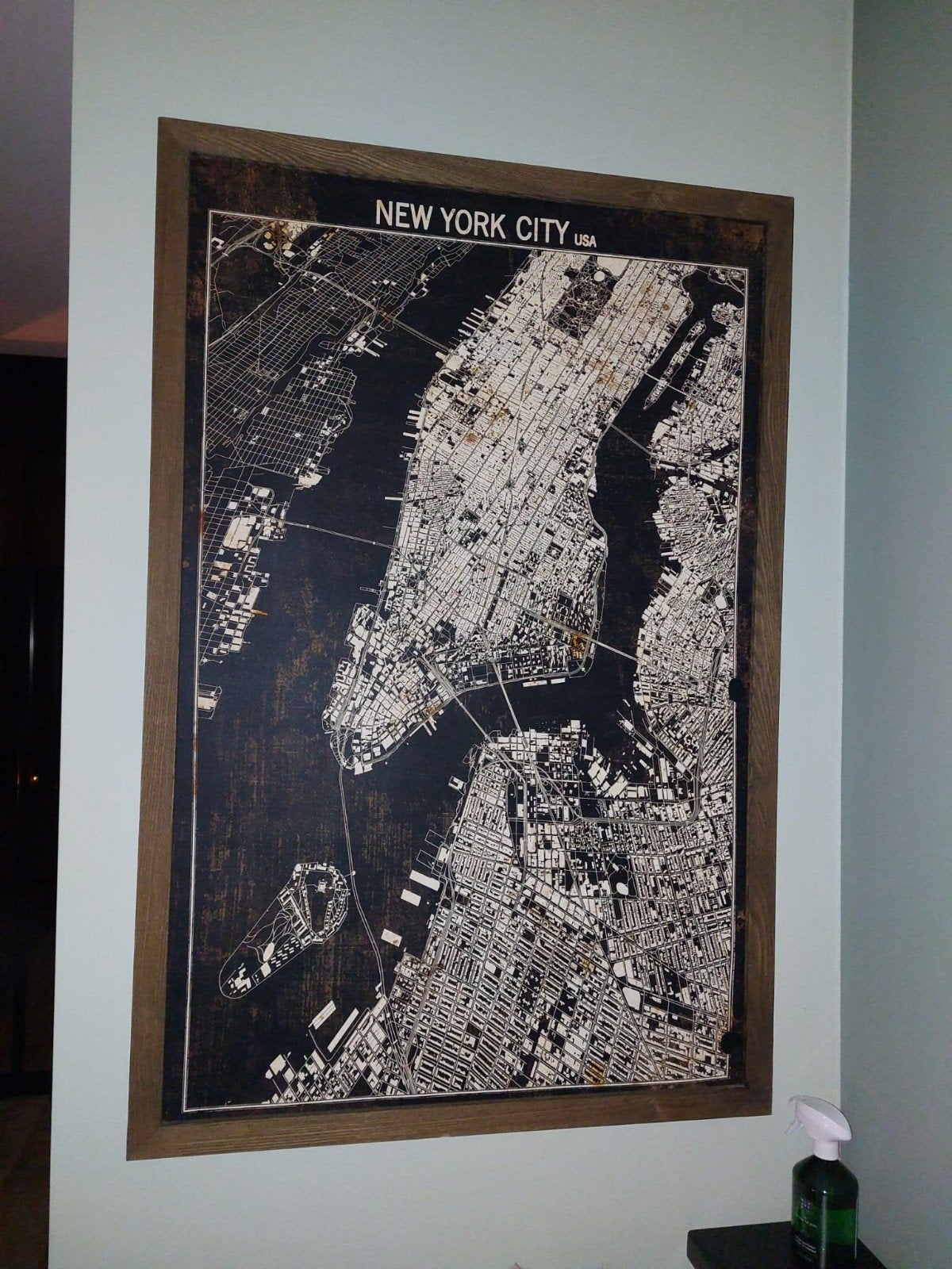 Schilderij New York,  met lichtjes, Ophalen of Verzenden