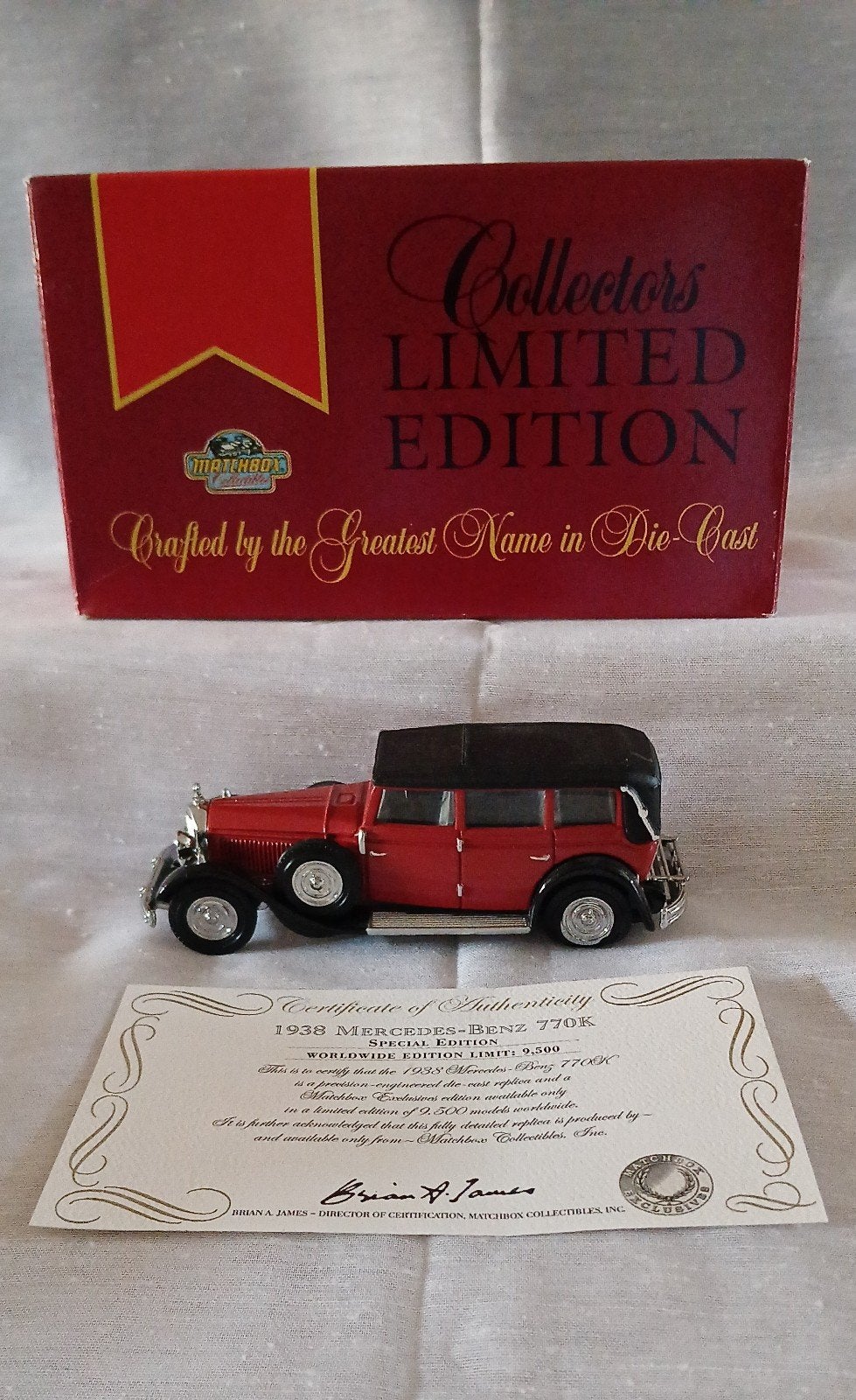 Matchbox 1938 Mercedes-Benz 770K Collectors Limited Edition, Ophalen of Verzenden, Zo goed als nieuw, Auto, Matchbox