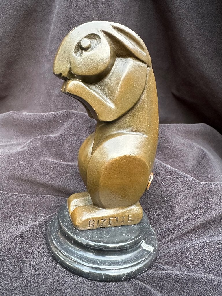 Bronzen Haas/Konijn , art deco, Ophalen of Verzenden, Gemerkt, Brons, Beeld