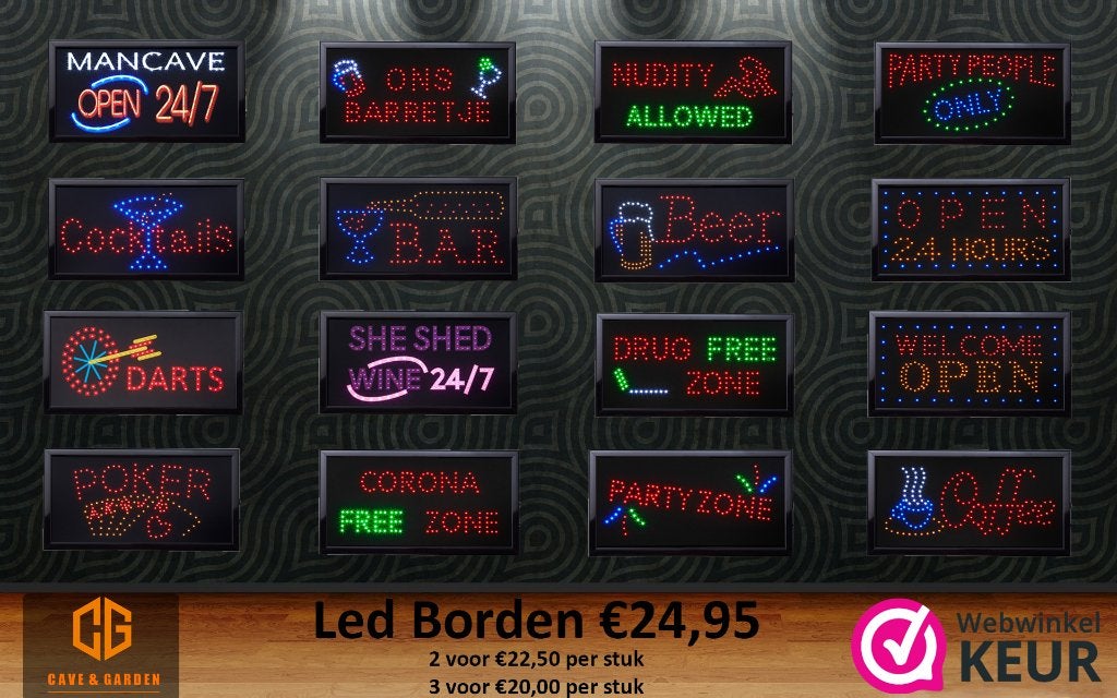 Led borden - Led signs - Led decoratie - Mancave, Kouwehoek 1b, Cave & Garden, Meerkleurig, Nieuw