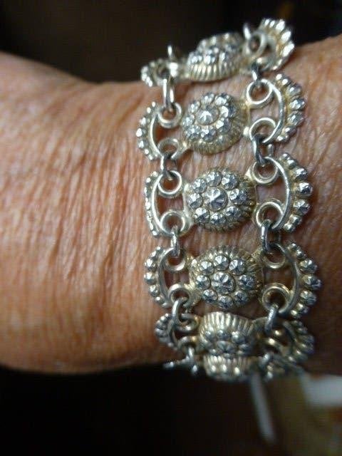 Antieke Zilveren Streekdracht Schakel Armband, Sieraden, Tassen en Uiterlijk, Antieke sieraden, Verzenden, Zilver, Armband
