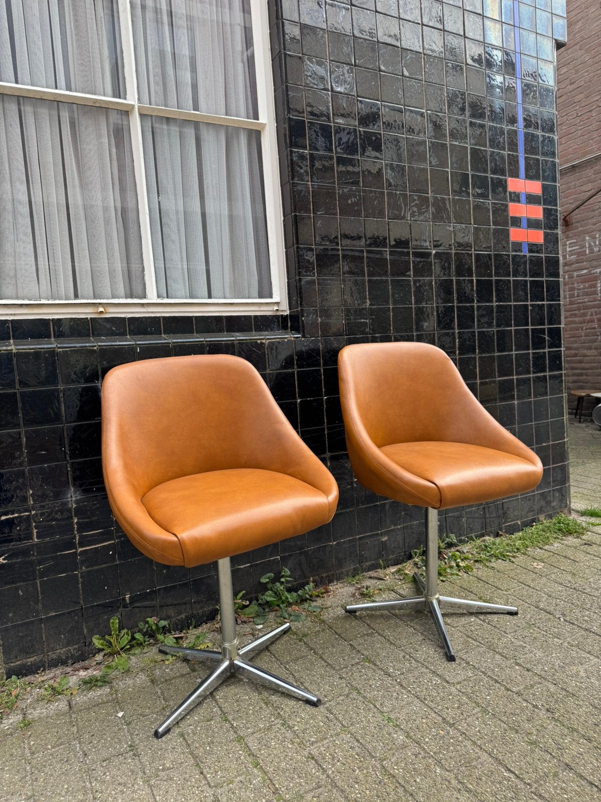 2 Fauteuils, Stoelen,sixties,zeventies,Mid-Century,vintage, Gebruikt, Twee, Bruin, Ophalen of Verzenden