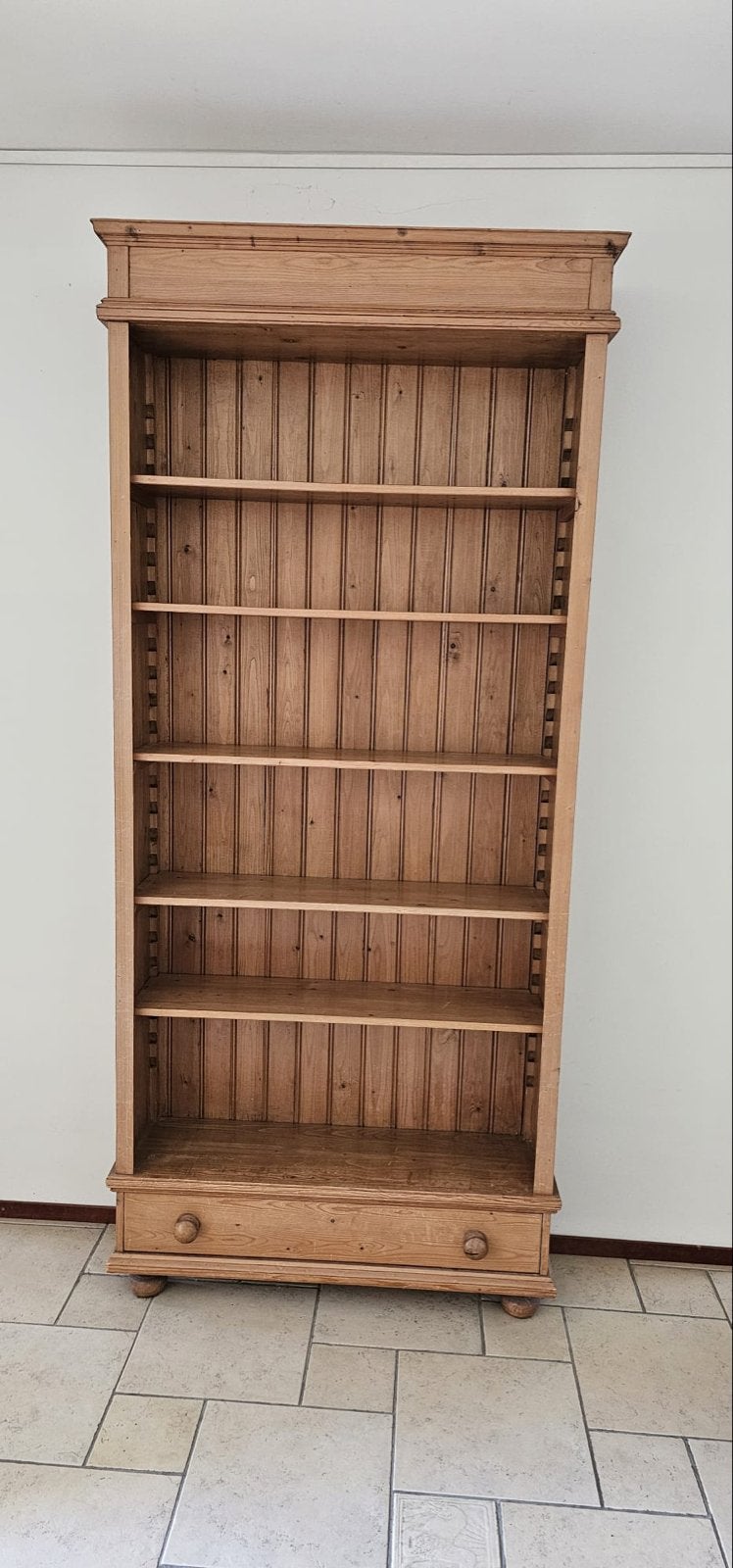 Grenenhouten Boekenkast met Verstelbare Planken en Lade, Ophalen, Gebruikt, 200 cm of meer, 50 tot 100 cm