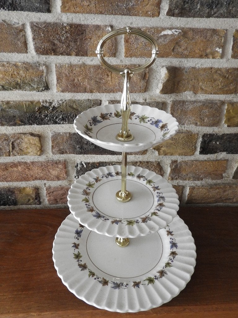 Vintage Etagère 3-laags - J.&G. Meakin 'Woodland' Engeland, Ophalen, Etagère