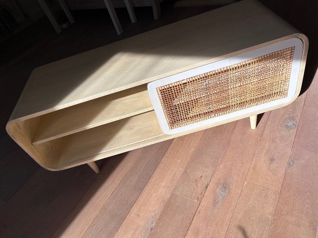 Kave home Geory mango tv kast, Ophalen, Gebruikt, 100 tot 150 cm, Minder dan 100 cm