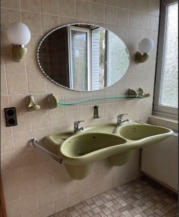 vintage wastafel wc douchbak lampenspiegel Colani Villeroy, Ophalen, Zo goed als nieuw, Steen, Overige typen