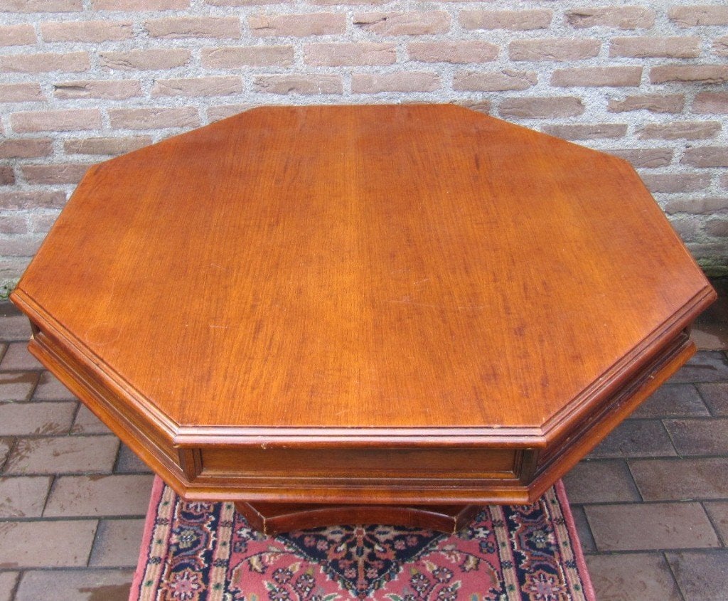 Klassieke massieve salontafel 2 laadjes bolpoot doorsn 100cm, Huis en Inrichting, Tafels | Salontafels, Ophalen, 50 tot 75 cm