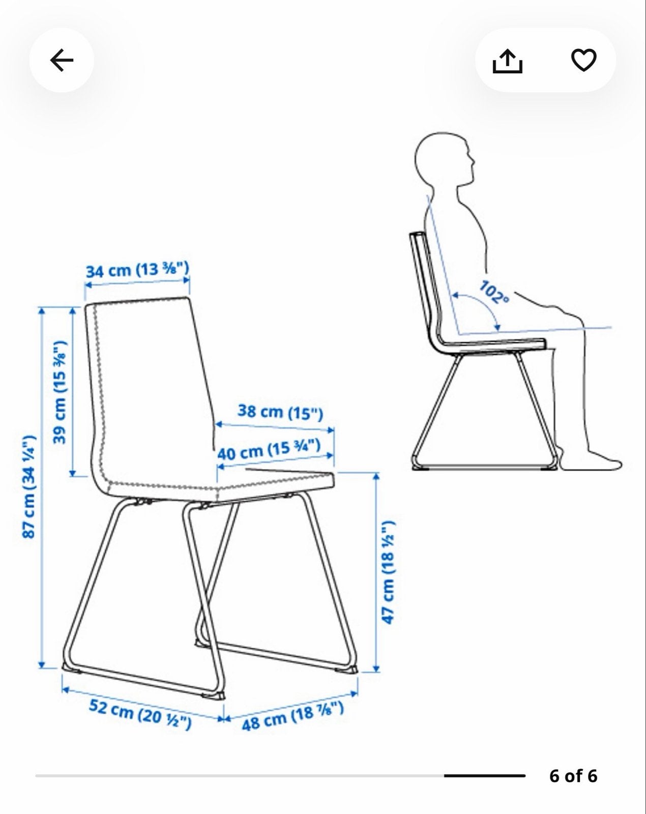 6x IKEA LILLÅNÄS Stoel - Chroom/Goudbruin, Bruin, Ophalen of Verzenden, Zo goed als nieuw, Metaal