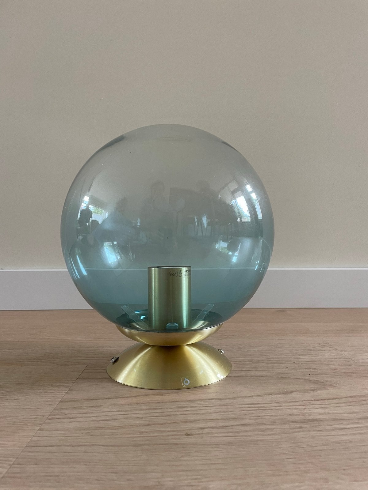 Qazqa Plafondlamp (messing met blauw glas), Ophalen, E27 (groot), 20 cm, Glas