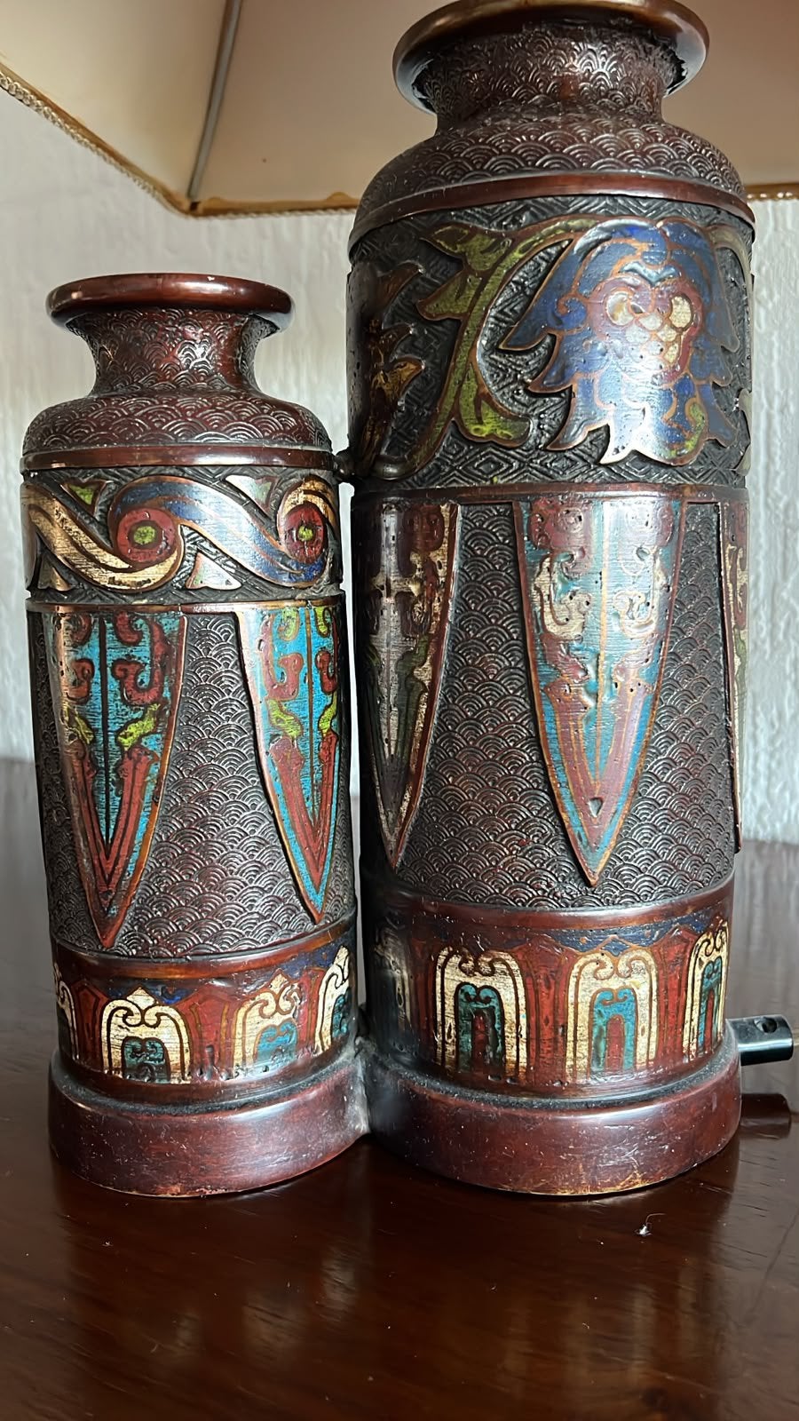 Antieke Cloisonné brons lamp, art Decom, Ophalen