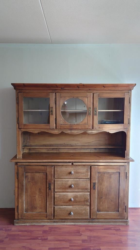 Antiek/Brocante wandkast (twee delen), Antiek en Kunst, Antiek | Meubels | Kasten, Ophalen of Verzenden