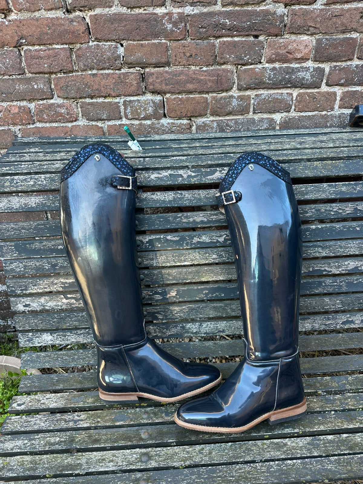 Gloednieuwe derby laarzen schoenmaat 38,5, lak blauw, Dieren en Toebehoren, Ophalen of Verzenden, Zo goed als nieuw, Dressuur
